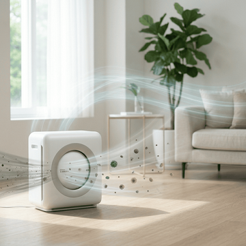 Luftreiniger mit HEPA Filter reduziert Schimmelsporen in der Raumluft